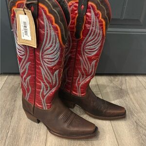Red and Brown Azulado Western Cowboy Boots